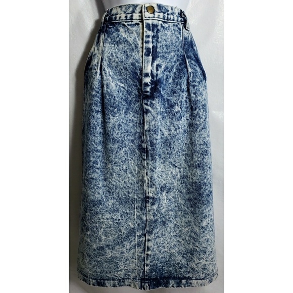 Vintage Dresses & Skirts - Vintage 14-15 Denim Jean Pencil Skirt Pinup Rock